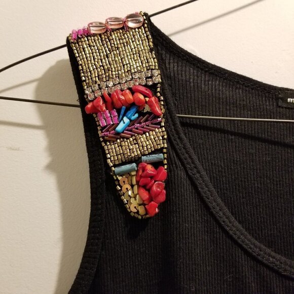 Michael Simon Ribbed Stone Shoulder Cotton Tank Sm - Picture 2 of 12